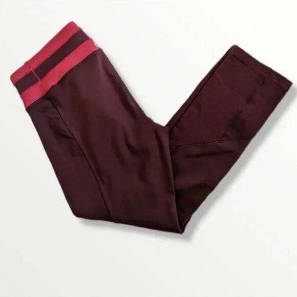 Lululemon Athletica Give Me Qi Crop Burgundy Workout Leggings SZ 4 - Picture 7 of 10